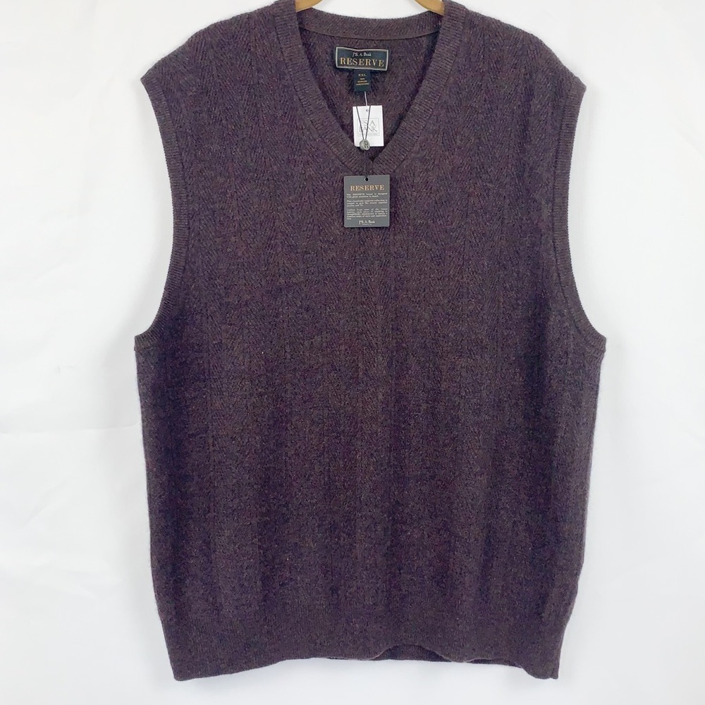 NWT Jos. A. Bank Reserve  Cashmere Heather Brown Sweater Vest